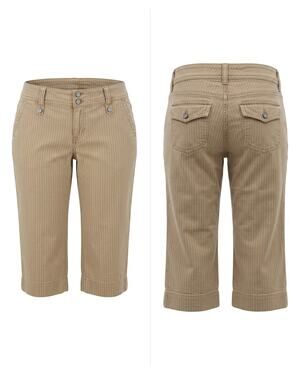 Gap Low Rise Cropped Beige Pocket Pinstripe Capri Pants Women Size 1